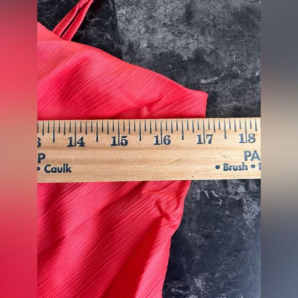 Lulus Satin Wrap Mini Dress Ruffled Hem Red Bodice Cocktail Party - Picture 6 of 10